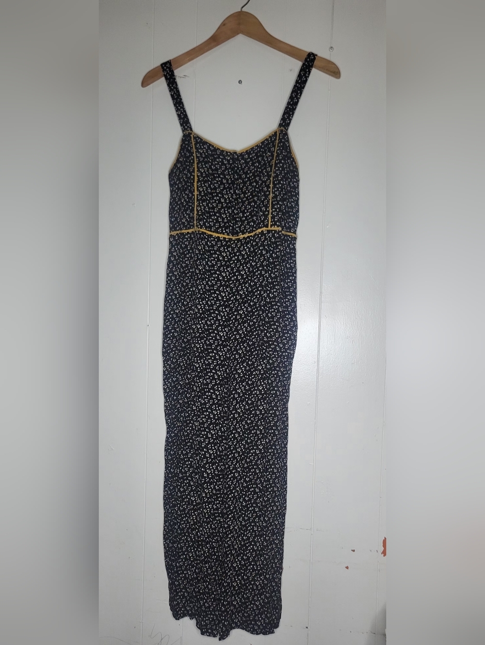 Madewell Black Floral Wide-Leg Jumpsuit with Cream Trim - Picture 2 of 12